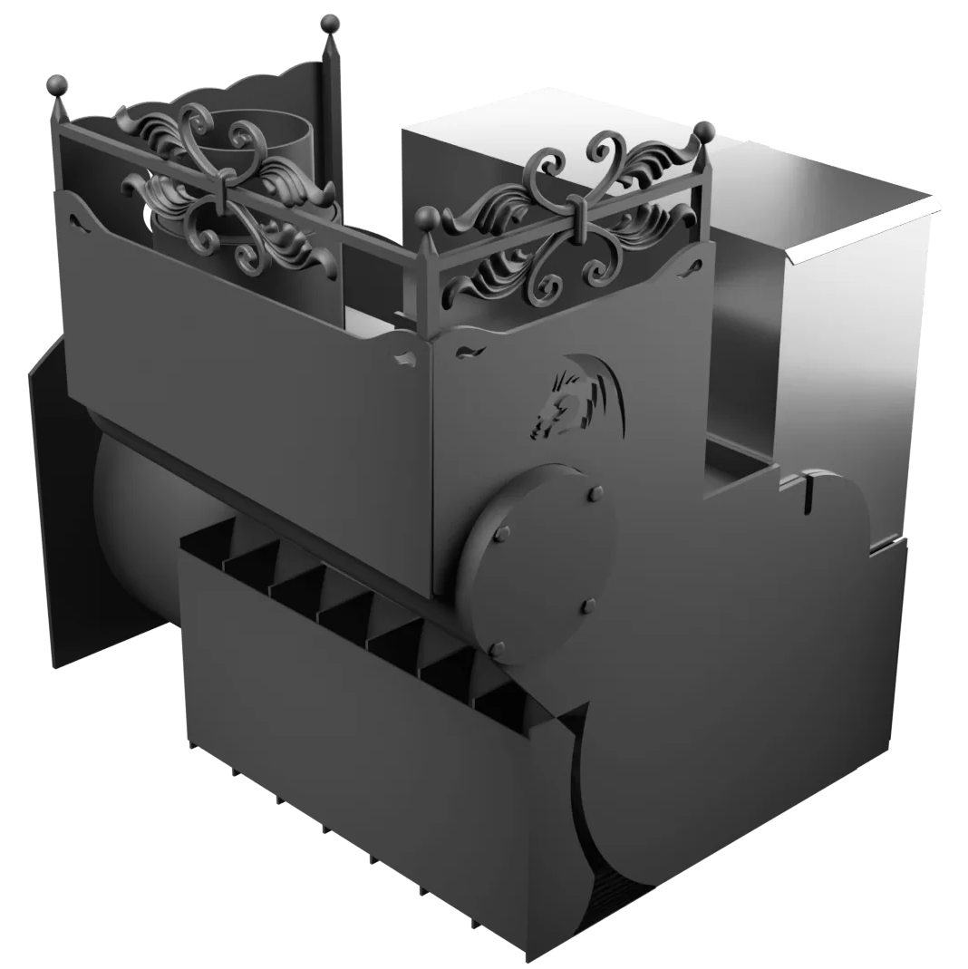 Печь Горыныч 3 с конвекцией, каменка с правой стороны, большая дверь со стеклом фото в Уфе
