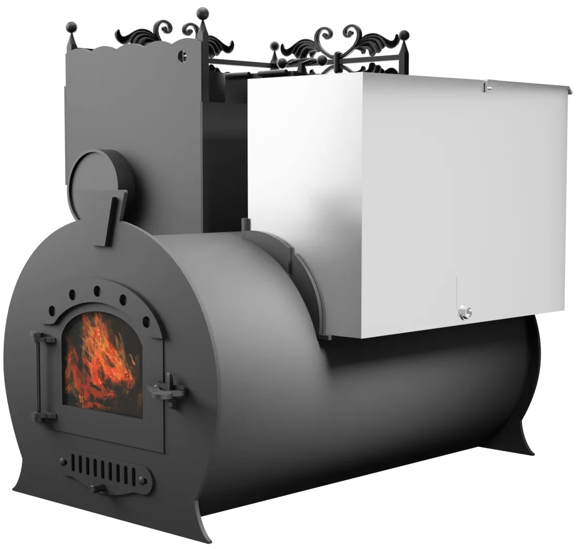 Печь Горыныч 3, каменка закрытая с левой стороны, малая дверь со стеклом фото в Уфе