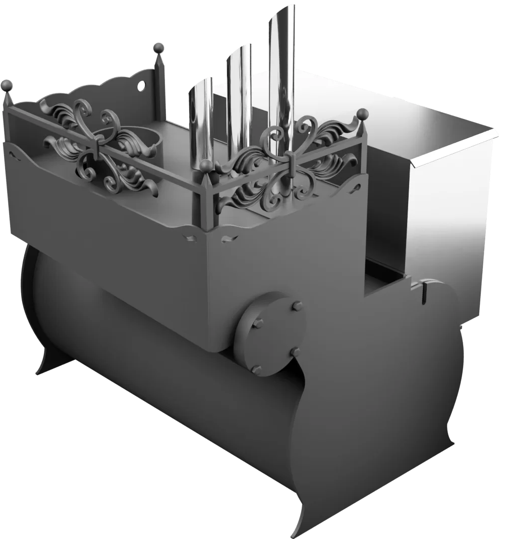 Печь Горыныч 3, каменка закрытая с парогенератором с правой стороны, малая дверь со стеклом фото в Уфе