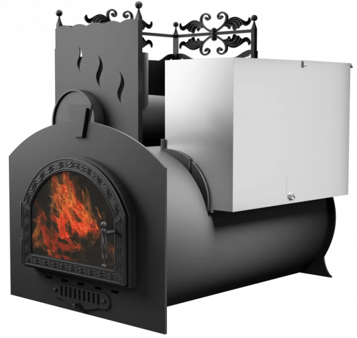 Печь Горыныч 3, каменка с левой стороны, средняя дверь со стеклом фото в Уфе