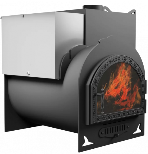 Печь Горыныч Мини, каменка с правой стороны, средняя дверь со стеклом фото в Уфе