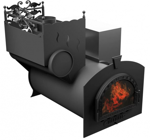 Печь Горыныч 3, каменка с левой стороны, средняя дверь со стеклом фото в Уфе